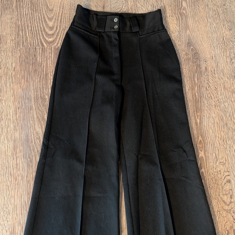 vintage HIGH WAIST WIDE LEG PANTS black trousers XS - Picture 2 of 6
